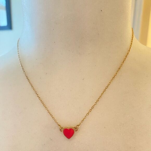 Kate Spade Pink Enamel Heart Necklace - Picture 1 of 4